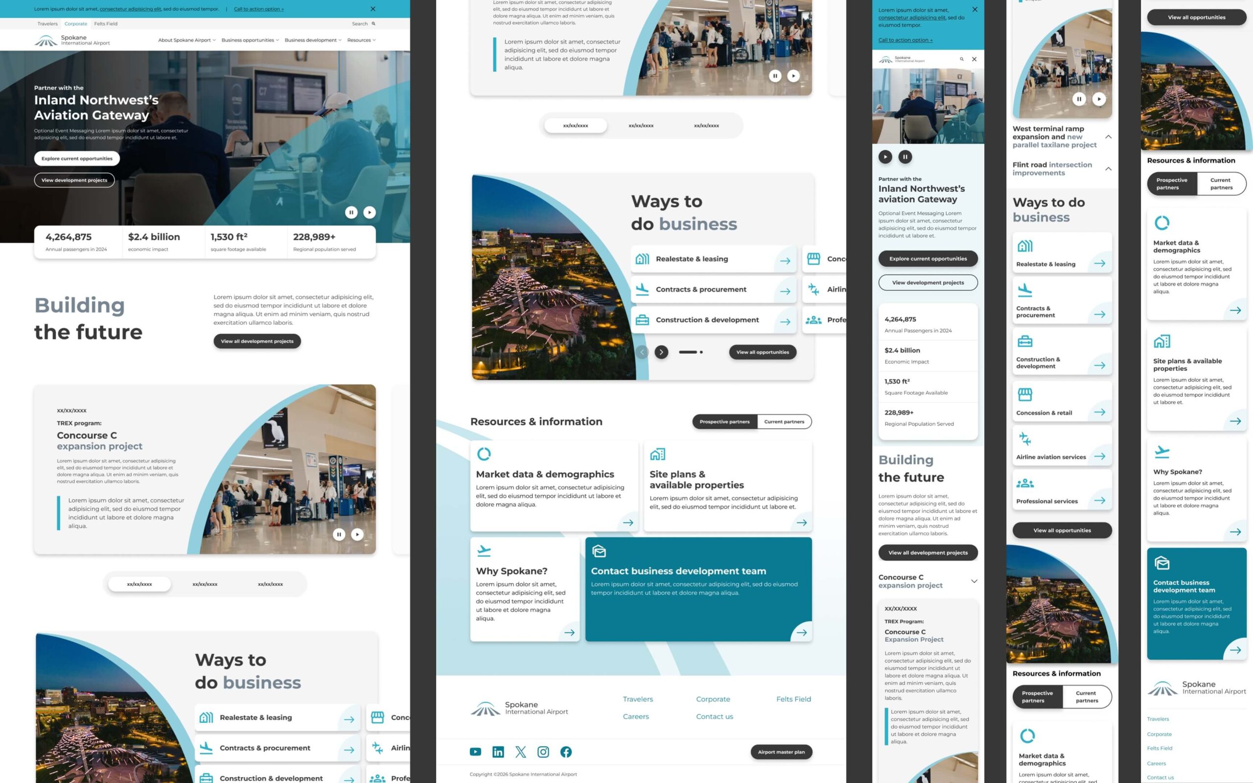 Landing page for corporate information of the airport.