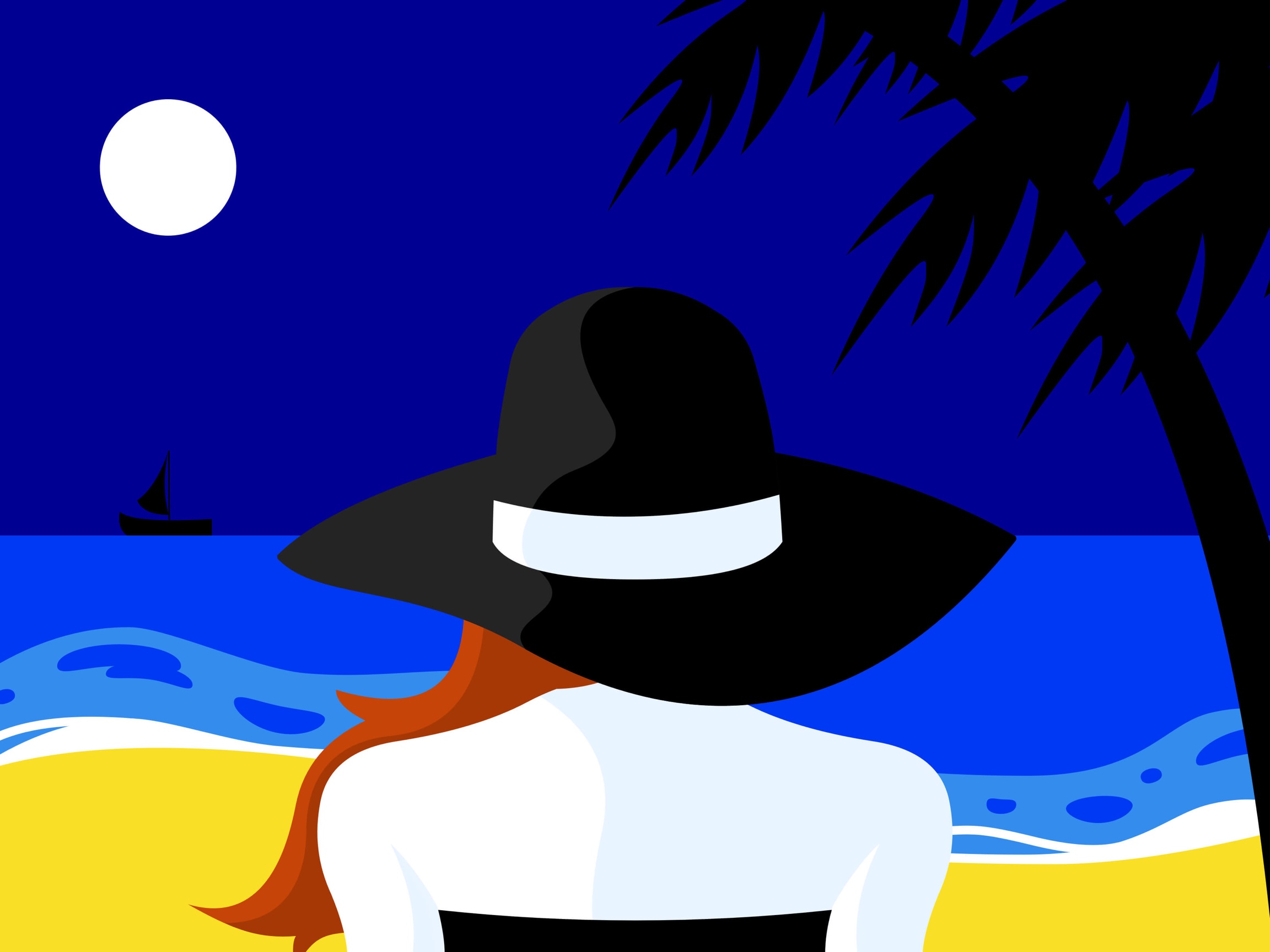 Woman standing on near the shore of a beach while staring into the night sky.