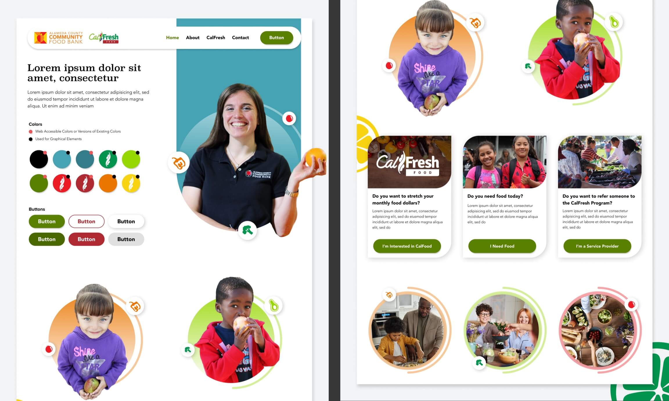 An alternate collage of elements that display examples of components: hero section, buttons, fields, cards, and featured step sections with background graphics.