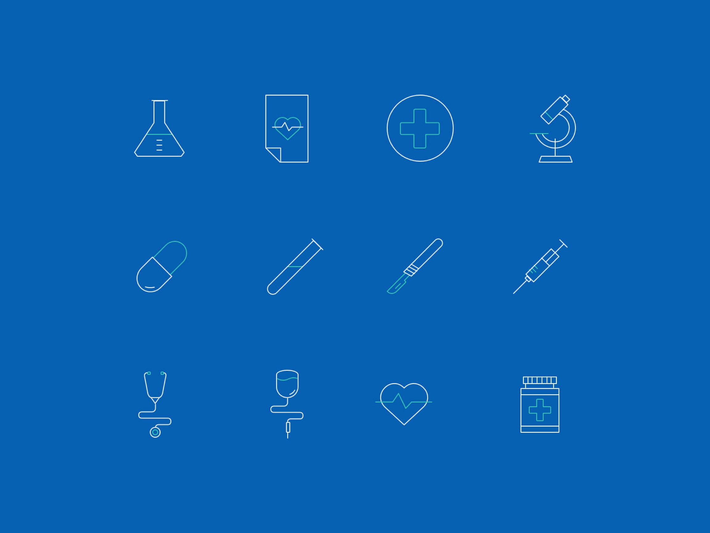 Collection of medical line icons.